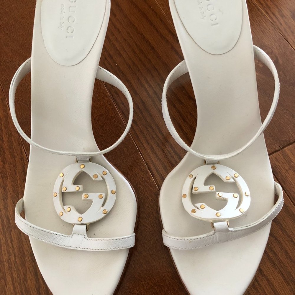 Gucci White Leather Sandal
